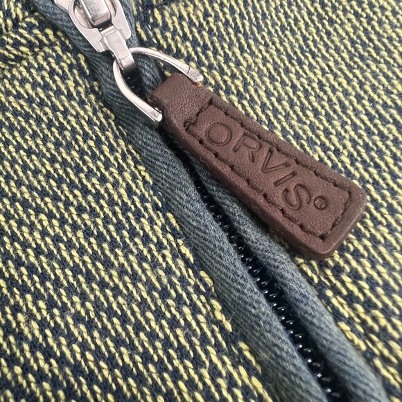 ORVIS Men's Olive Green 1/4 Zip Pullover Sweater With Brown Elbow Patches M - Picture 12 of 15